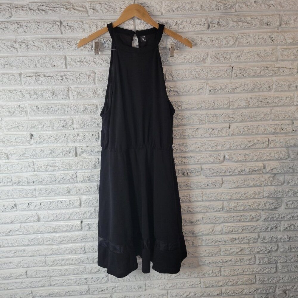 Shein Curve 3XL Plus Black Halter Dress Fit Flare Knee Length Keyhole BLA100E